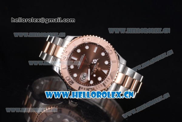 Rolex Yacht-Master 40 Asia 2813 Automatic Two Tone Case/Bracelet with Brown Dial and Dot Markers - Click Image to Close